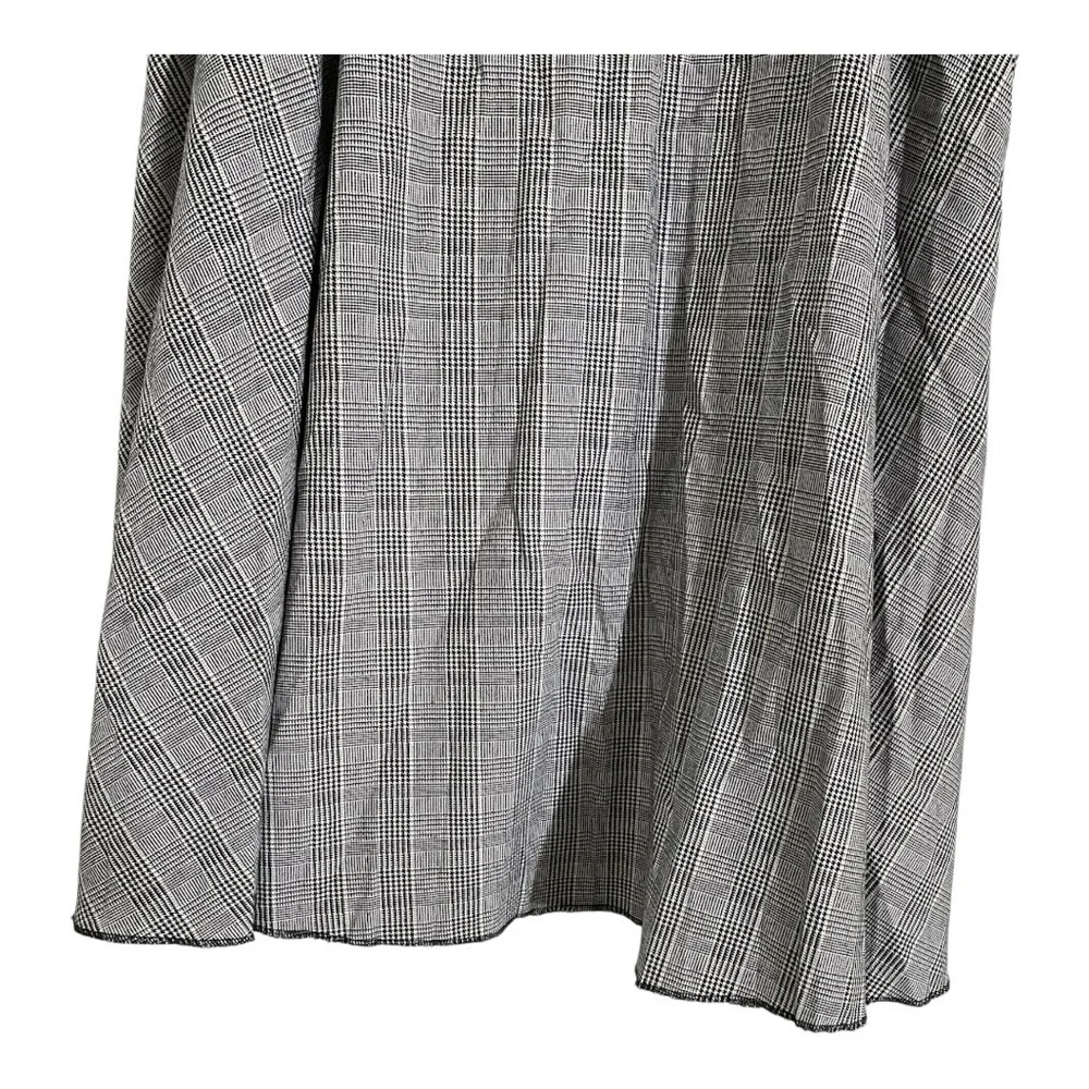 Stella Jean Pleated Midi Skirt Black & White Houndstooth Plaid Size IT 44 / US 8